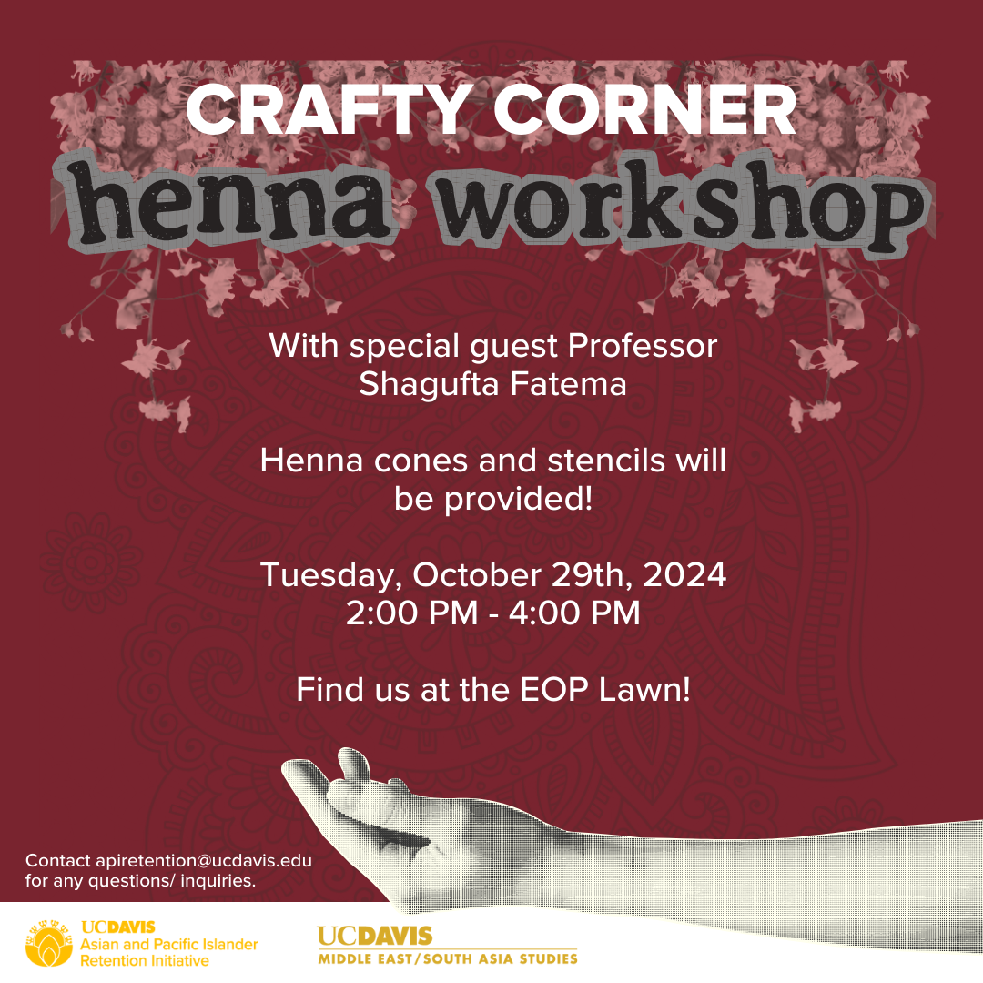 maroon background flyer with pink flowers on top and an arm below the event description.