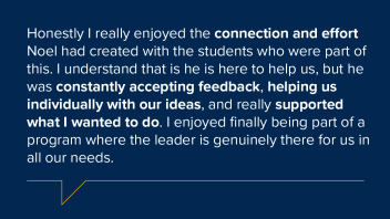 "connection and effort Noel had created with the students"