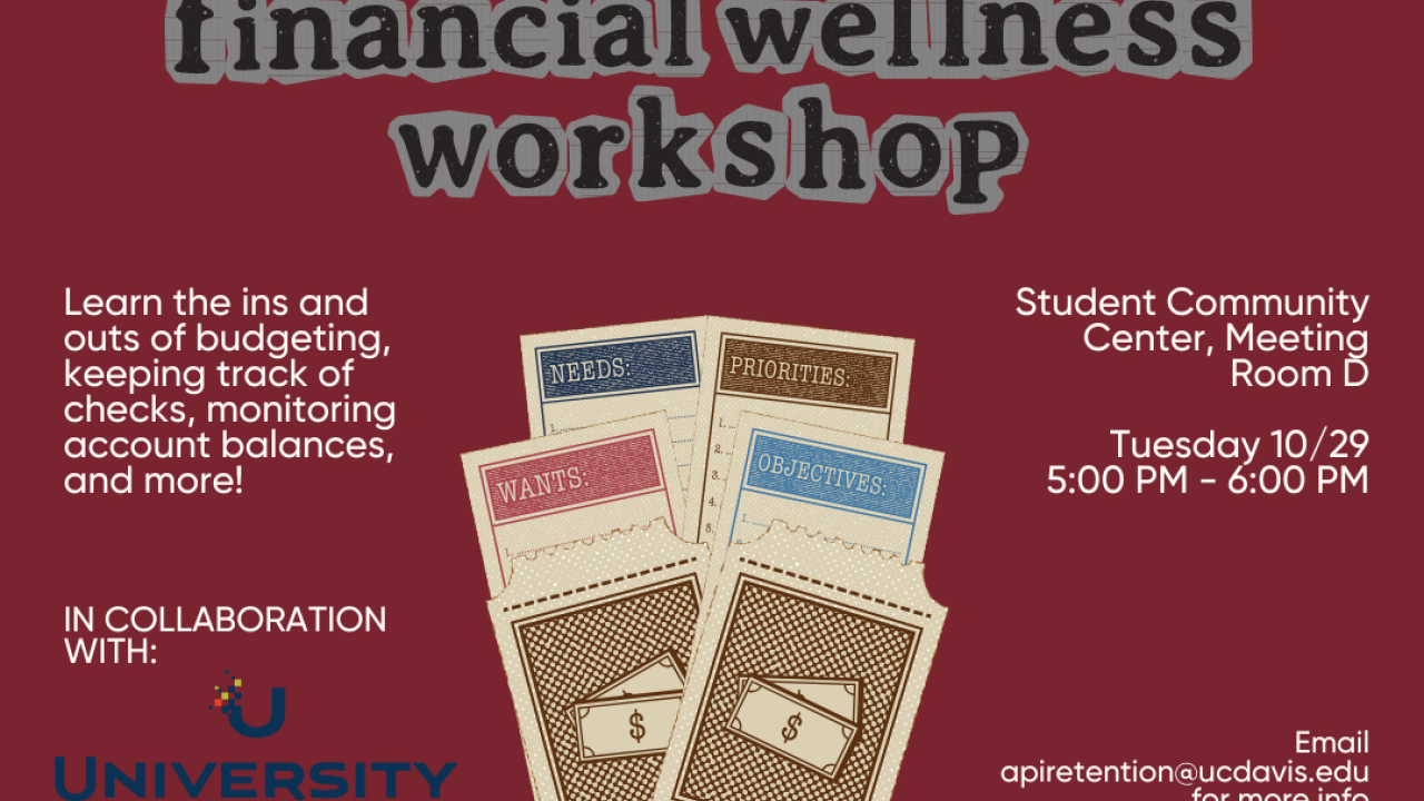 maroon background flyer with jars to save money inside