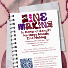 South Asian purple patterns with blank notebooks and papers