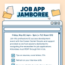 flyer with manila folders and website page with event description